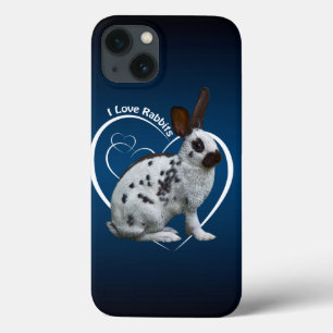 Eu amo capa para iPad de Coelhos (Azul/Preto)