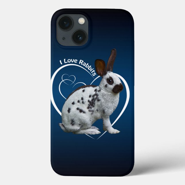 Eu amo capa para iPad de Coelhos (Azul/Preto) (Verso)