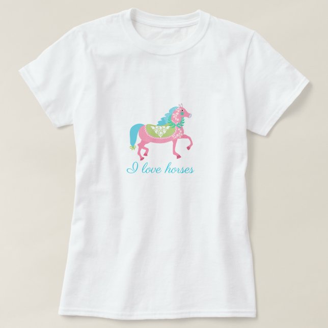 Eu amo cavalos Coleção de camisetas ilustradas (Frente do Design)