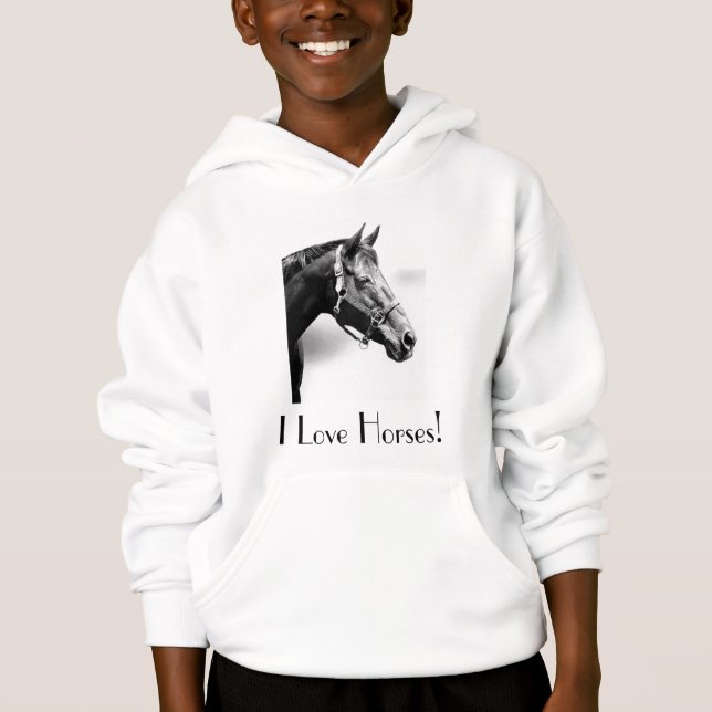 Eu amo cavalos! Hoodie das meninas (Frente)
