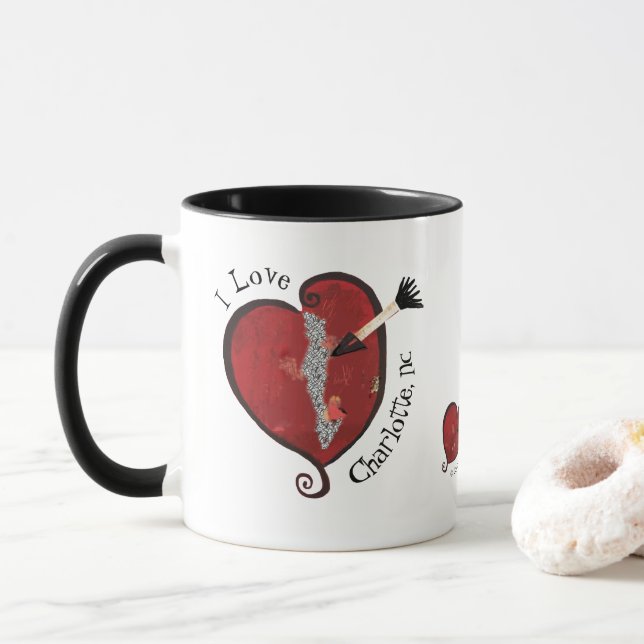 Eu amo Charlotte, caneca do NC (Com Donut)