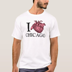 Eu amo Chicago camiseta cardíaca anatomicamente co