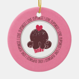 Eu amo enfeites de natal cerâmicos dos cupcakes