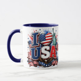 Eu Amo EUA Caneca de Futebol Patriota | Bandeira A