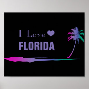 Eu Amo Flórida Colorida Purple Poster