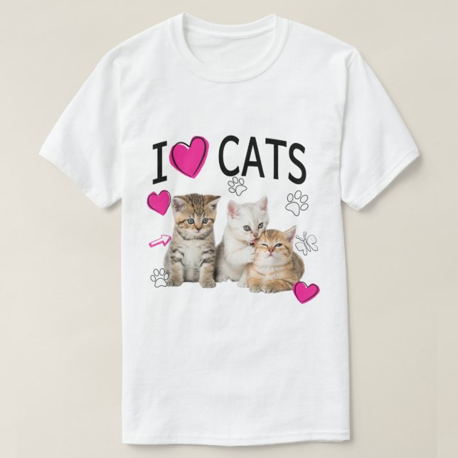 Eu Amo Gatos Camisa Amante De Gatos Adoro Gatinhos (Frente do Design)