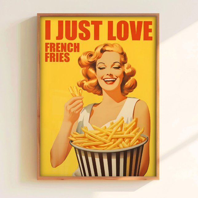 Eu Amo Impressão de Batatas Fritas Engraçado Arte  (Criador carregado)