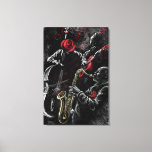Eu Amo Impressão em Tela de Música Jazz - Arte de