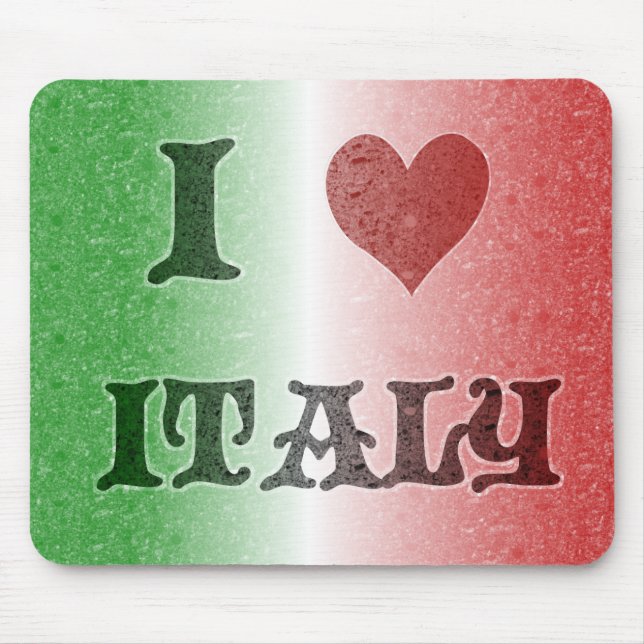 Eu Amo Itália Mousepad Vintage Bandeira (Frente)