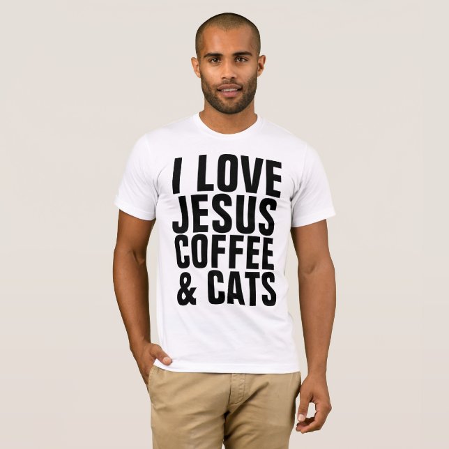EU AMO JESUS CAFÉ E Camisas DE GATO (Frente Completa)