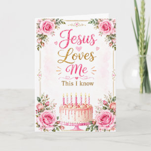 Eu amo Jesus Cartão de Aniversário Cristão