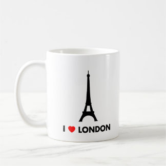 Eu amo Londres - caneca da torre Eiffel