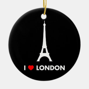 Eu amo Londres - enfeites de natal da torre Eiffel