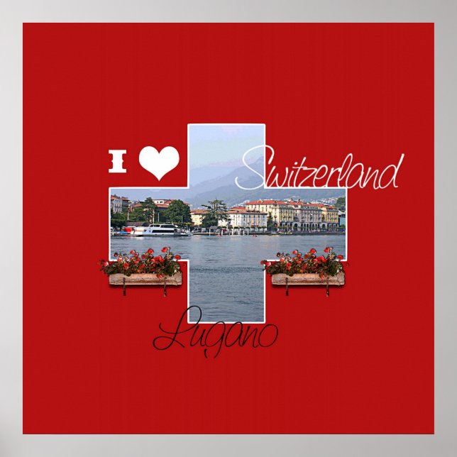Eu amo Lugano, Suiça, Poster (Frente)