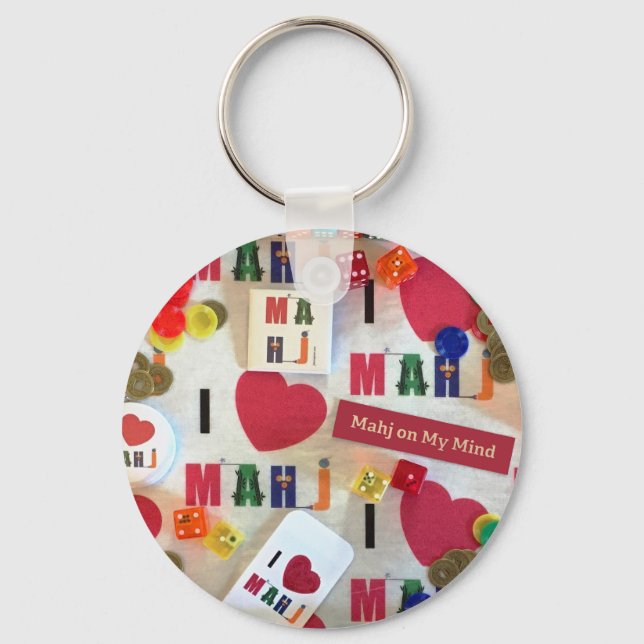 Eu amo mah jongg chaveiro (Frente)