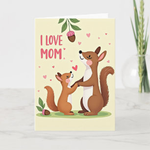 Eu Amo Mamãe Doce Cartão de Animal