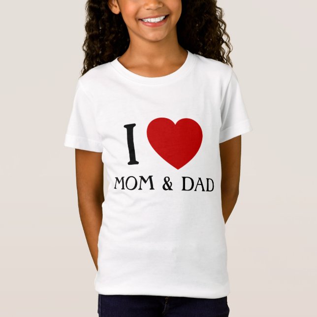 Eu amo mamãe e Pai| Camisetas para crianças e bebê (Frente)