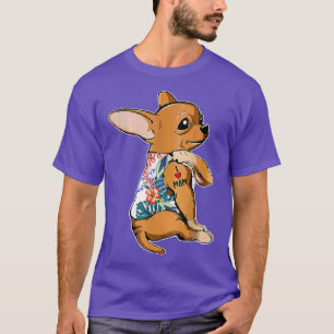 Eu amo mamãe Tattoo Chihuahua Camiseta de cão flor