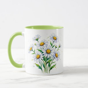 Eu amo margaridas. Aquarelas. Caneca
