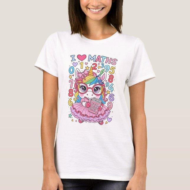 Eu Amo Matemática Camiseta Fofa para Crianças e Es (Frente)