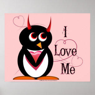 Eu amo-me! Poster mau do pinguim