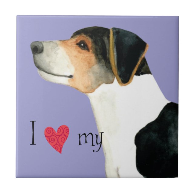Eu amo meu Azulejo de cachorro-quente dinamarquês- (Frente)