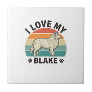 Eu Amo Meu Cachorro Blake Design de Gravura Retro_