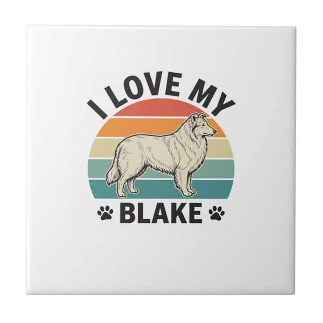 Eu Amo Meu Cachorro Blake Design de Gravura Retro_ (Frente)