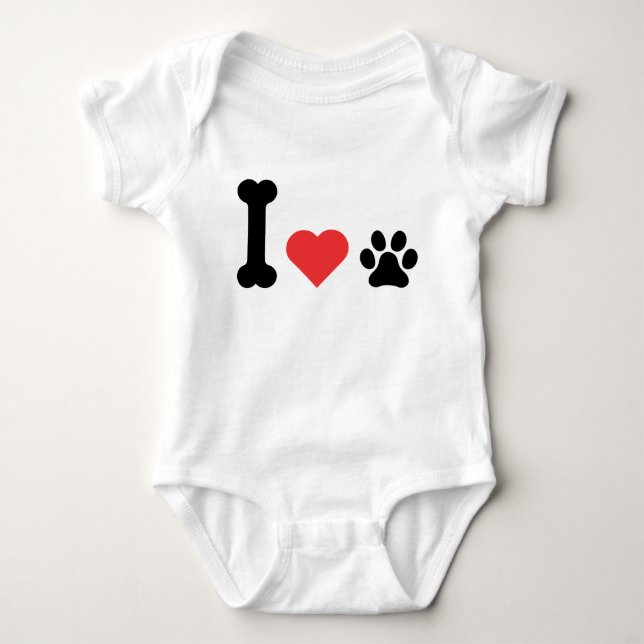 Eu Amo Meu Cachorro Camiseta Bebê Presente para Pa (Frente)