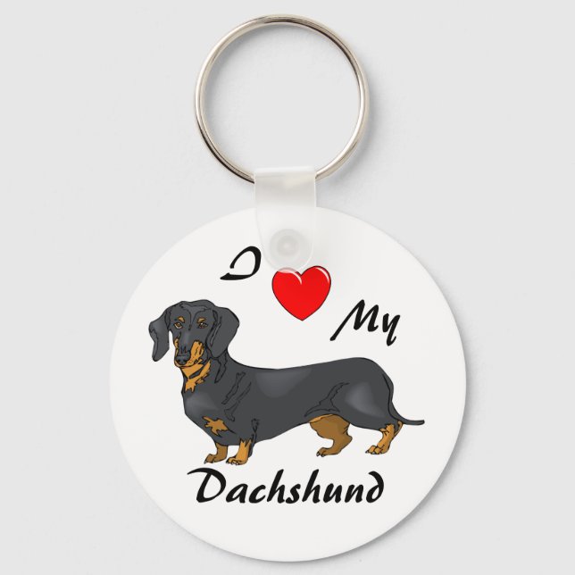 Eu Amo Meu Chaveiro Dachshund (Frente)