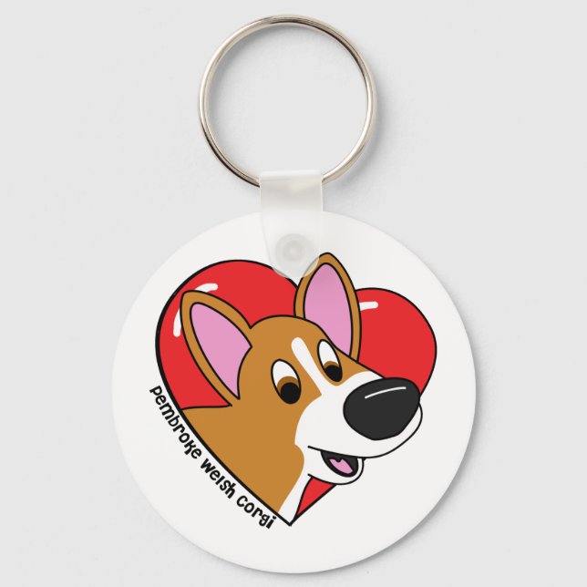 Eu amo meu Chaveiro de Corgi (Cartoon) (Frente)
