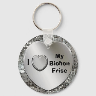 Eu amo meu chaveiro do coração de Bichon Frise