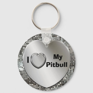 Eu amo meu chaveiro do coração de Pitbull