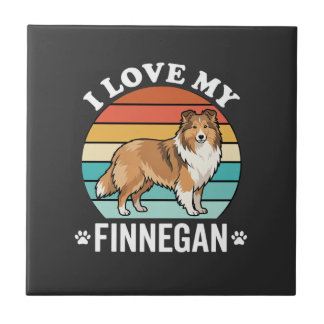 Eu Amo Meu Finnegan Sheltie Pôr do Sol Retro