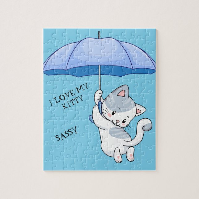 "EU AMO MEU GATINHO" quebra-cabeça com o nome dos  (Vertical)