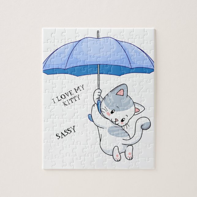 "EU AMO MEU GATINHO" quebra-cabeça com o nome dos  (Vertical)