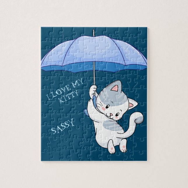 "EU AMO MEU GATINHO" quebra-cabeça com o nome dos  (Vertical)