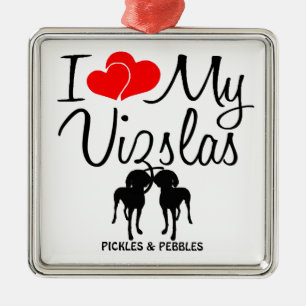 Eu Amo Meu Ornamento De Dois Vizslas