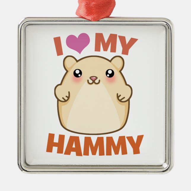 Eu amo meu ornamento Hammy do feriado do hamster (Frente)