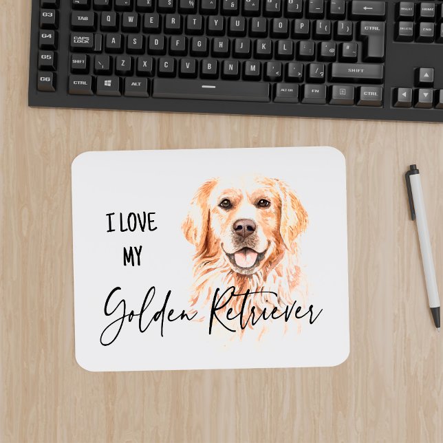 Eu Amo Meu Ouro Retriever Watercolor Mousepad (Criador carregado)