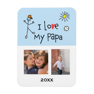 Eu Amo Meu Papai 2 Ímã Personalizado com Foto
