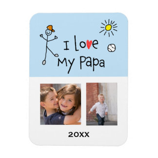 Eu Amo Meu Papai 2 Ímã Personalizado com Foto