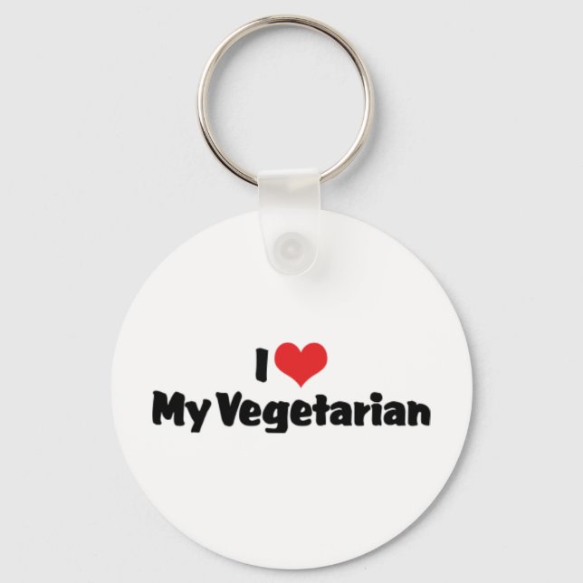 Eu Amo Meu Porta-Chaves Vegetariano (Frente)