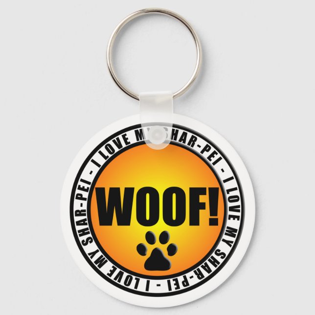 Eu Amo Meu Shar-Pei! chaveiro (Frente)