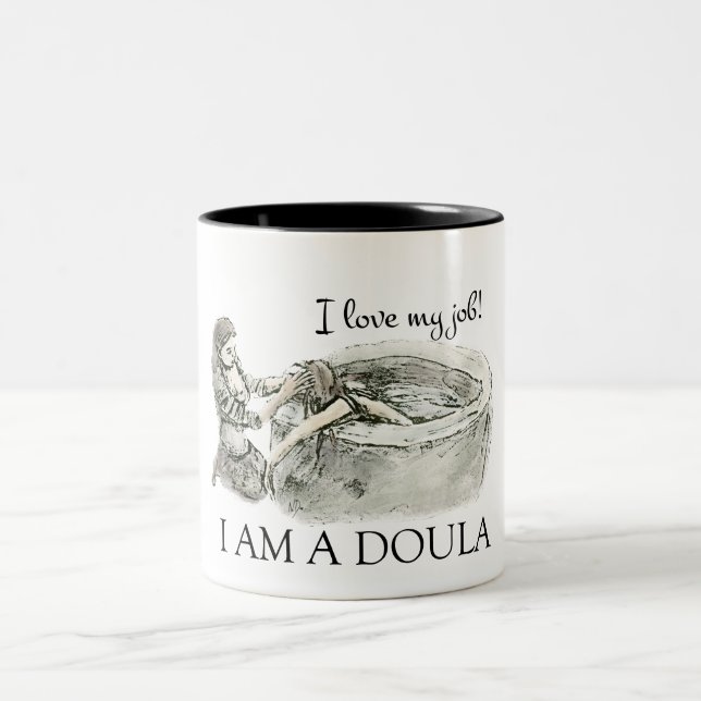 EU AMO MEU TRABALHO - caneca do doula (Centro)