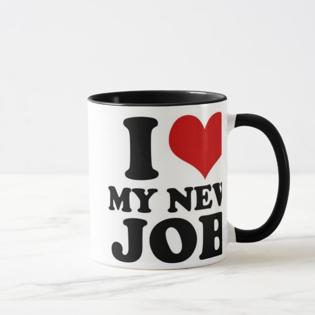 EU AMO MEU TRABALHO NOVO - caneca (Direita)