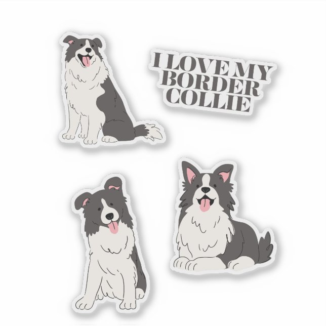 Eu Amo Meus Adesivos de Border Collie (Frente)