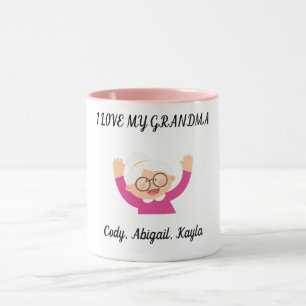"Eu amo minha avó" duas xícara de café tonta. C