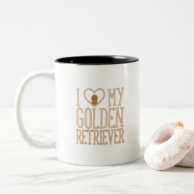 Eu amo minha caneca do golden retriever (Com Donut)