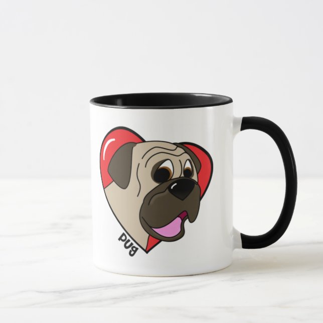 Eu amo minha caneca do Pug (os desenhos animados) (Direita)